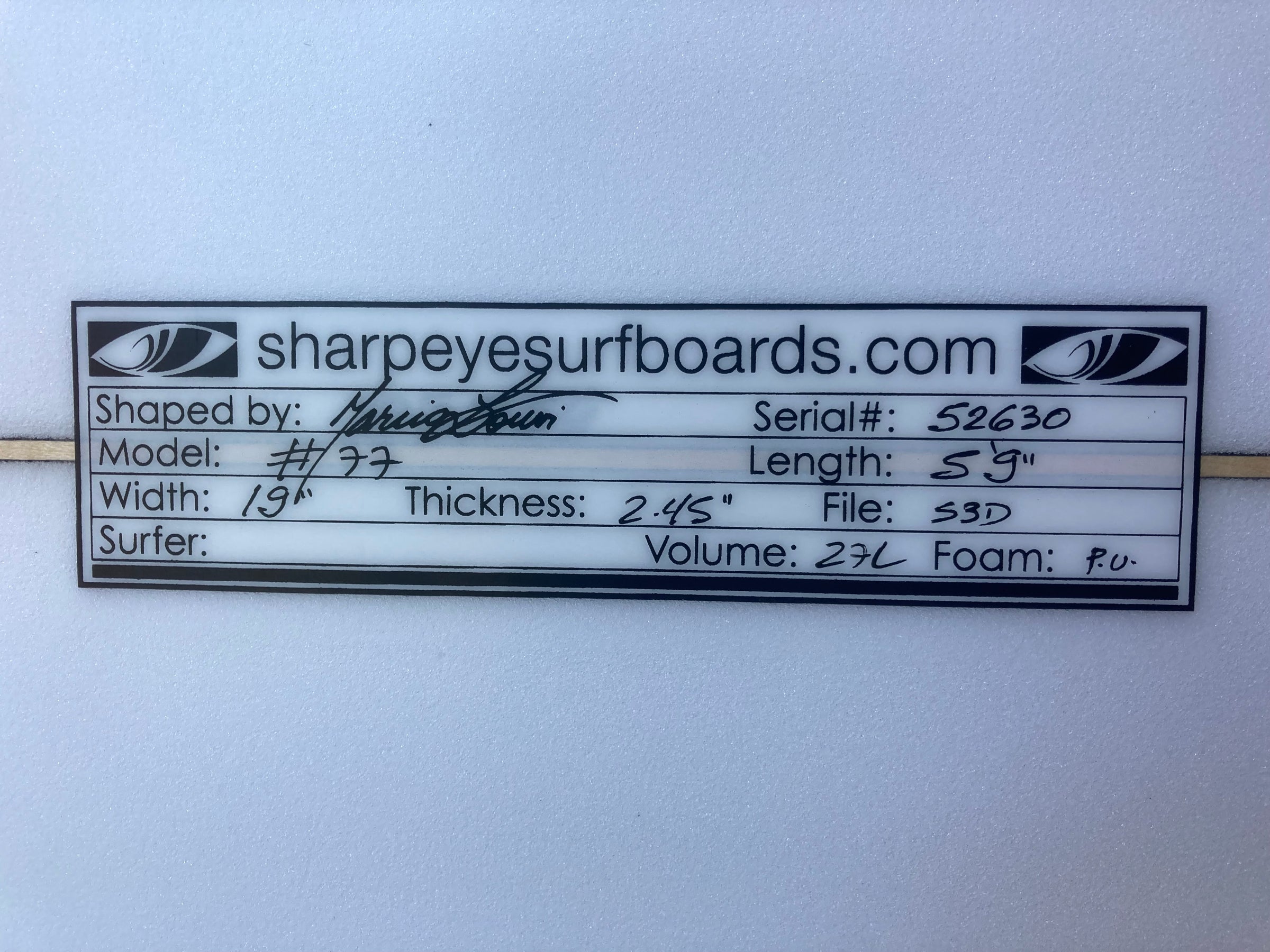 5'9” Sharpeye #77 | Pura Vida Surf Shop, Inc.